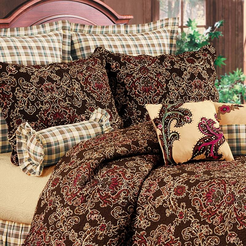 Rustic Damask Full/Queen Quilt 100% Cotton Lightweight Machine Washable Reversible Bedspread Coverlet