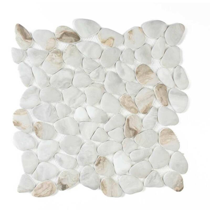 The Tile Life Huron Rock 12x12 Drift Glass Mosaic Pebble Floor & Wall Tile