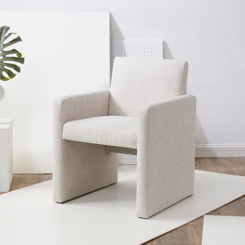 SAFAVIEH Couture Gunna Linen Arm Chair - 26" W x 25" D x 33" H - 26Wx25Dx33H