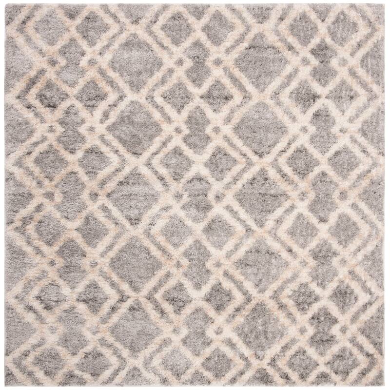 SAFAVIEH Berber Shag Joella Moroccan 1.2-inch Thick Rug - 6'7" Square - Grey/Cream - Square