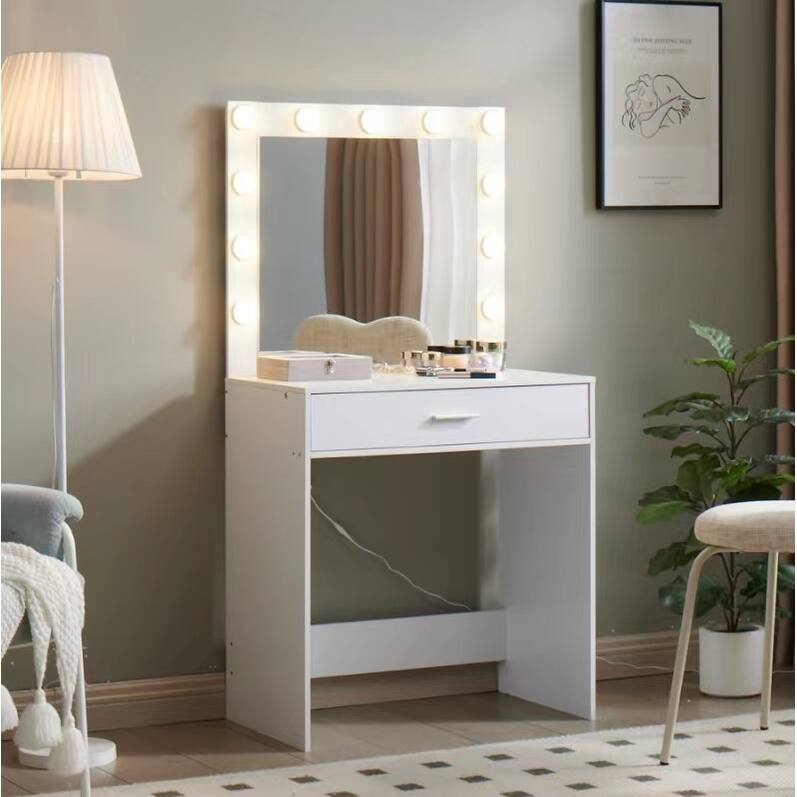 Vanity Desk with Mirror and Lights