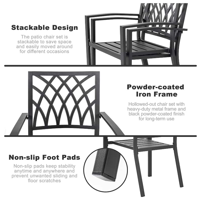 Nuu Garden Iron Stackable Outdoor Patio Chairs with Powder-coated Finish (2-Pack)