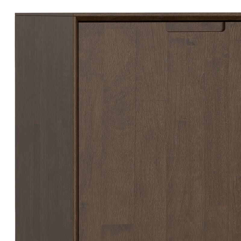 WYNDENHALL Devlin SOLID HARDWOOD & Metal 72 inch Wide Rectangle Modern 4 Door Sideboard Buffet in Walnut Brown