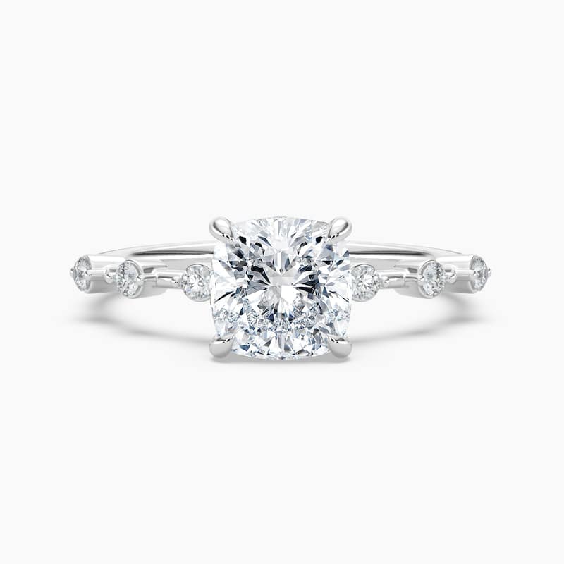 Auriya 14k Gold Cushion Lab Grown Diamond Station Hidden Halo Engagement Ring 1.00 to 5.00 ct. tw. (F-G, VS) - 4.5 - 5.00 carats - White