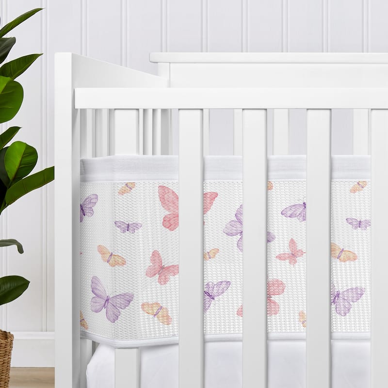 Sweet Jojo Designs + BreathableBaby Breathable Mesh Crib Liner Pink/Purple Shabby Chic Butterfly Girl Butterflies