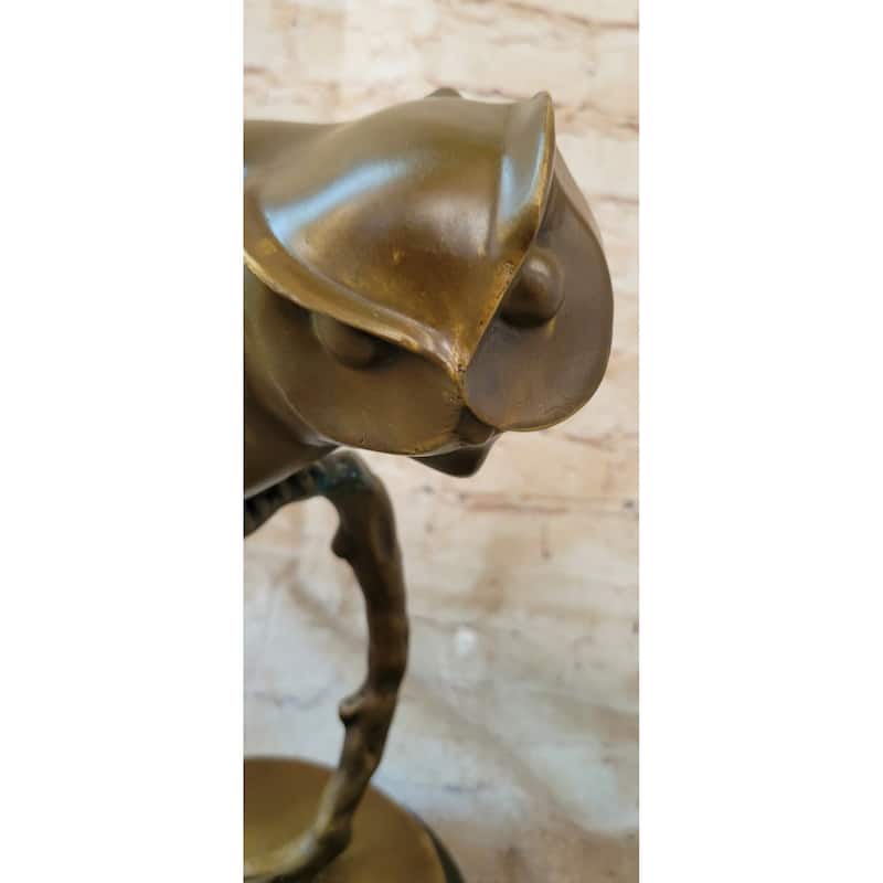 Modern Art Abstract Owl Bird Sculpture Statue Figure On Marble Base 10 Inches X 10 Inches