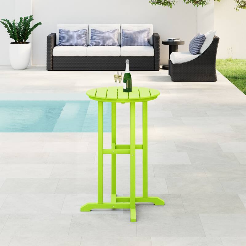 Laguna Hdpe All Weather Outdoor Patio 24" Round Counter Bistro Table - Lime