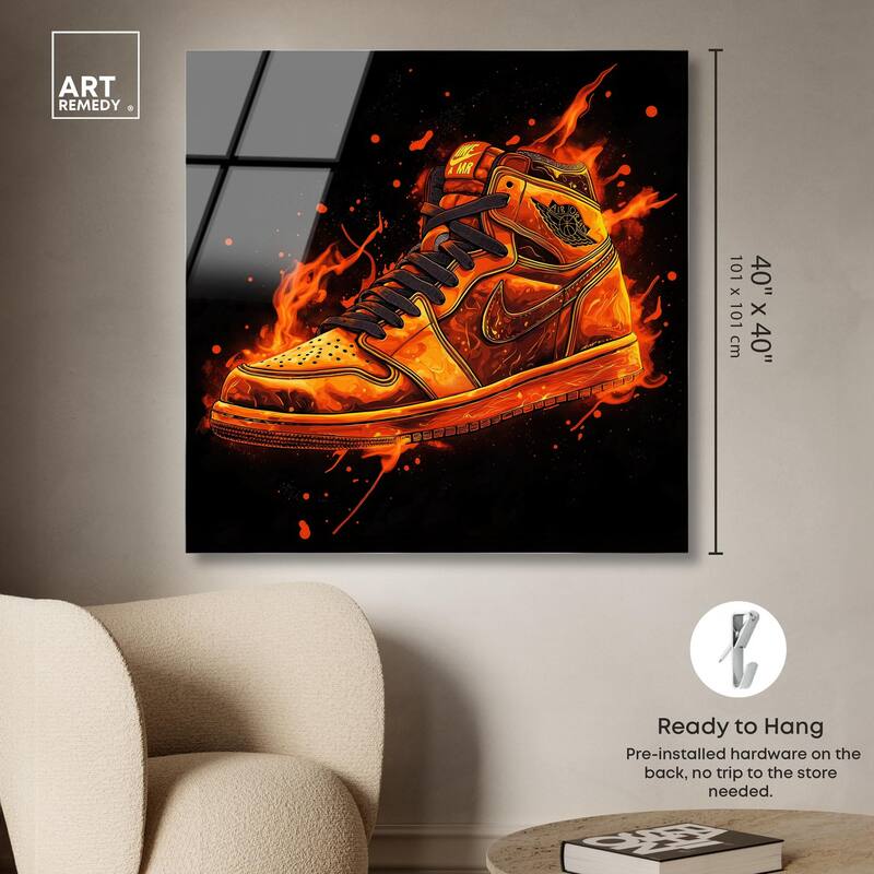 Jumpman on Fire I Acrylic by Art Remedy, Ready to Hang