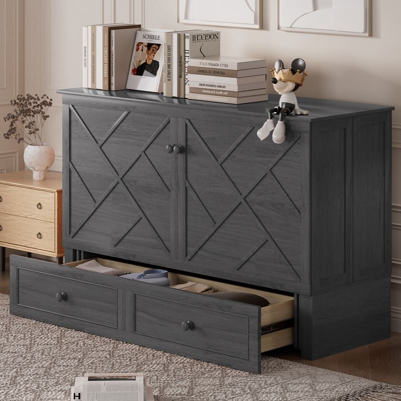 Mixoy Murphy Bed Chest with Mattress and Storage