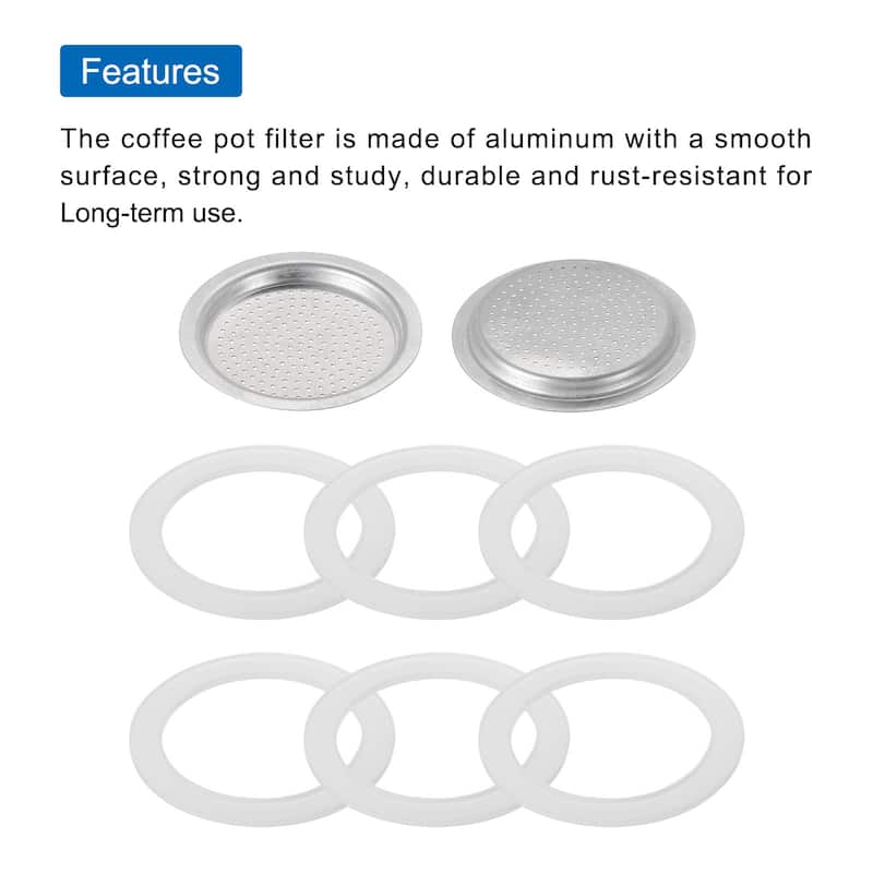 Aluminium Filter Replacement 46x36x4mm for 1-Cup Use Mocha Coffee Maker Pot - Silver