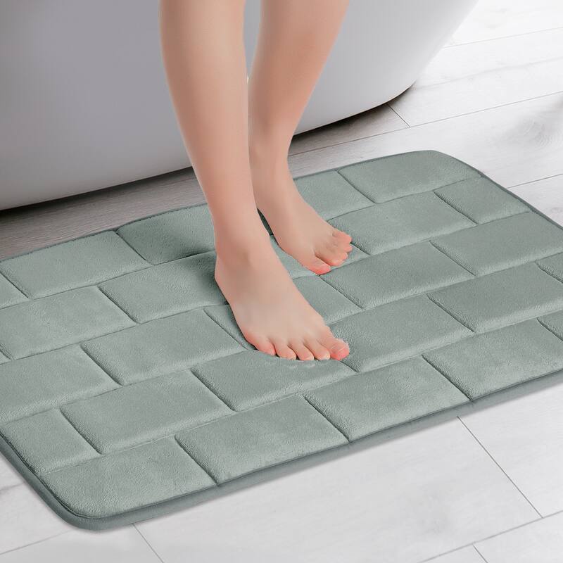 Memory Foam Bath Mat, Soft Absorbent Bathroom Rug Non-Slip Dry Fast - Light Gray - 16" x 24"