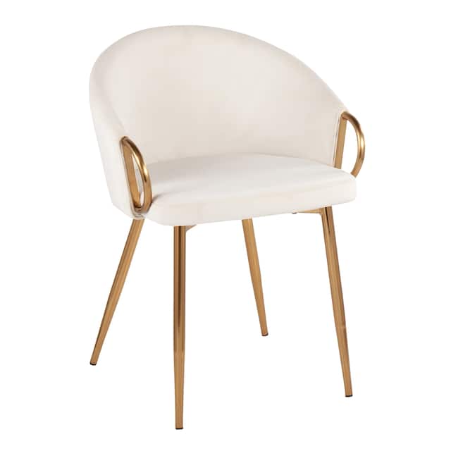 Silver Orchid Battista Glam Gold Upholstered Chair - N/A - Cream Velvet