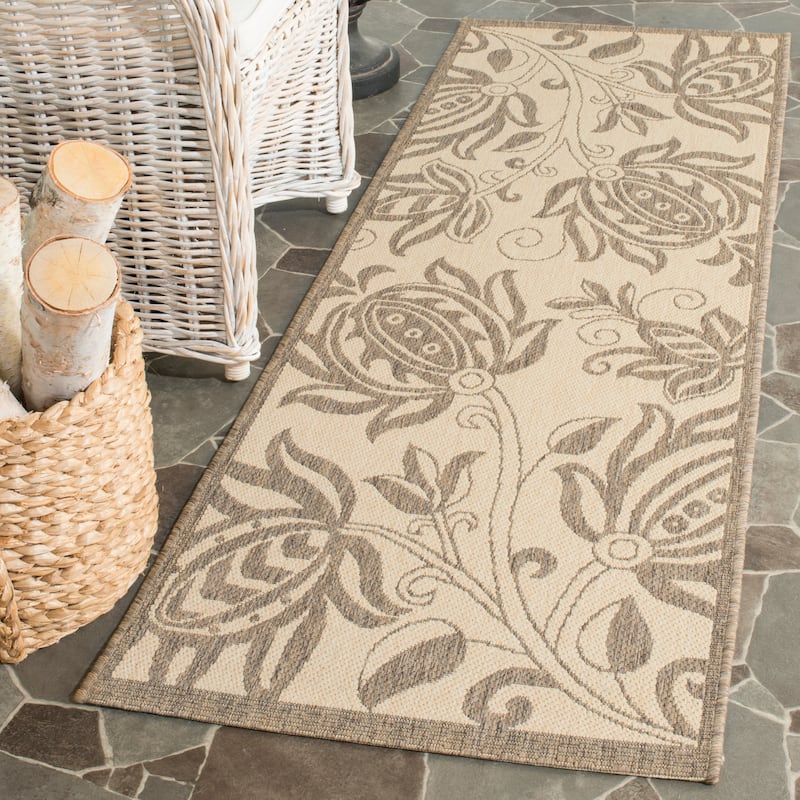 SAFAVIEH Courtyard Nasima Indoor/ Outdoor Patio Backyard Rug - 2'3" x 6'7" Runner - Natural/Brown