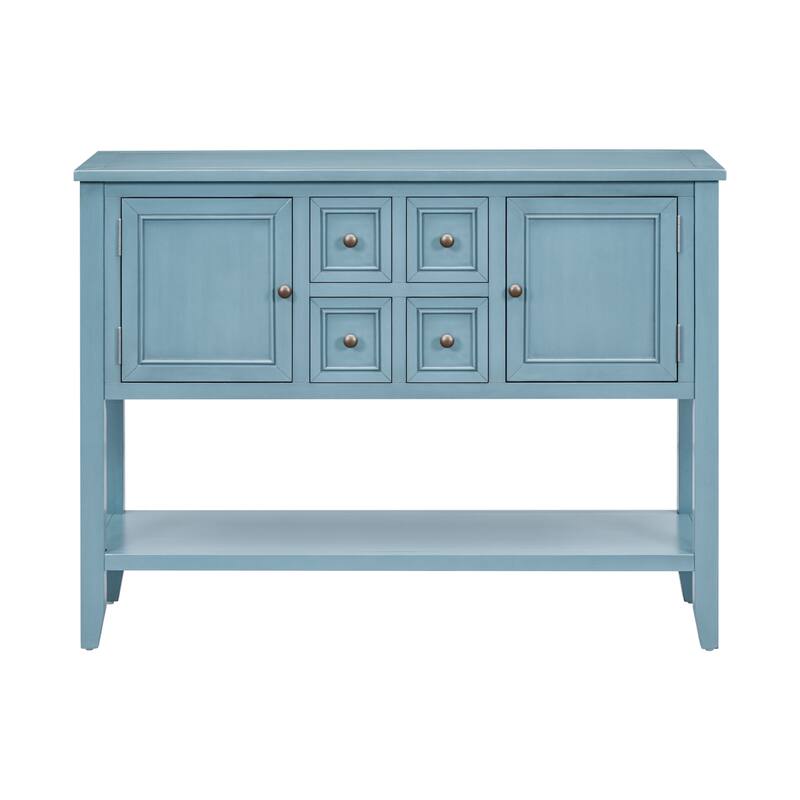 Cambridge Series Ample Storage Vintage Console Table with Four Small Drawers and Bottom Shelf for Living Rooms and Kitchens