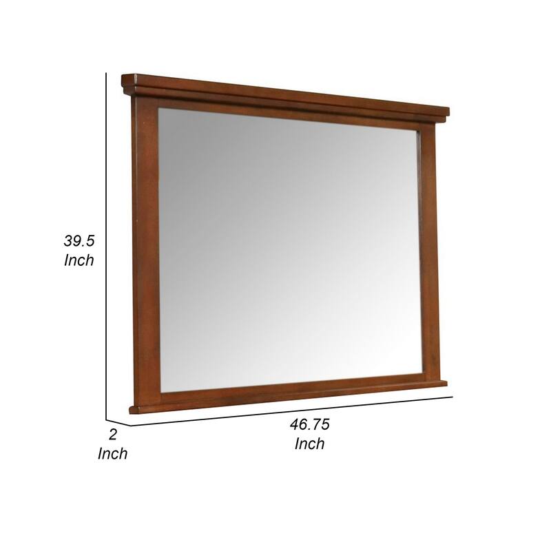 Lan 40 x 47 Dresser Mirror, Rectangular Tempered Glass, Classic Brown