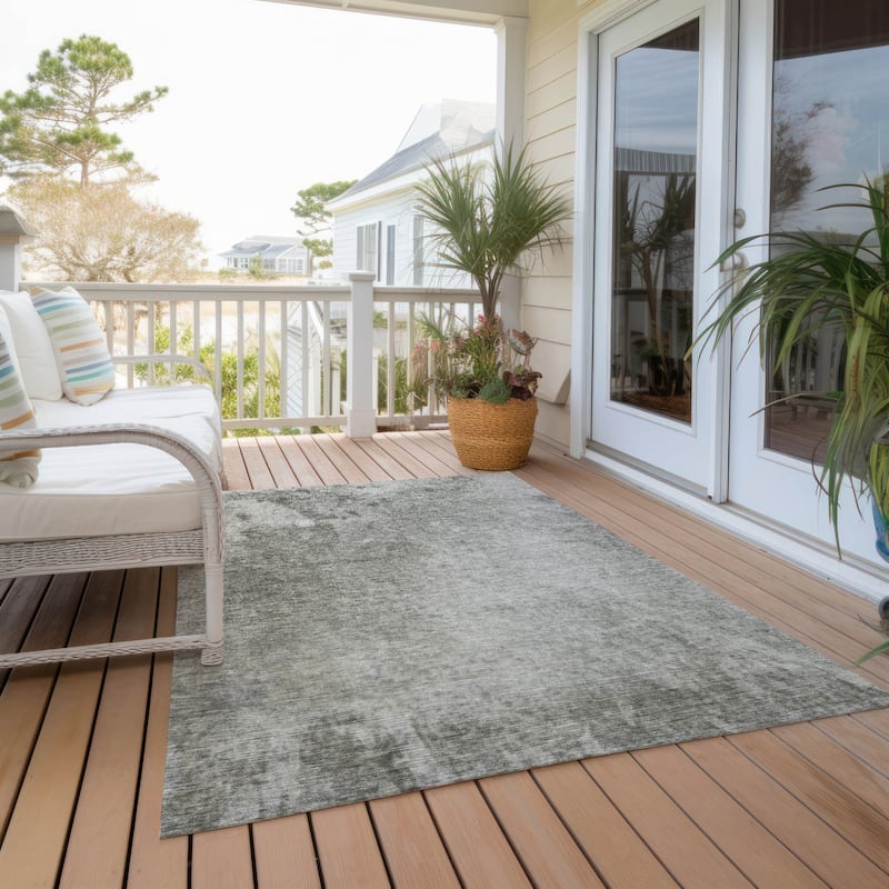 Alx Contemporary Abstract Weather Resistant Blended Style Outdoor Rug