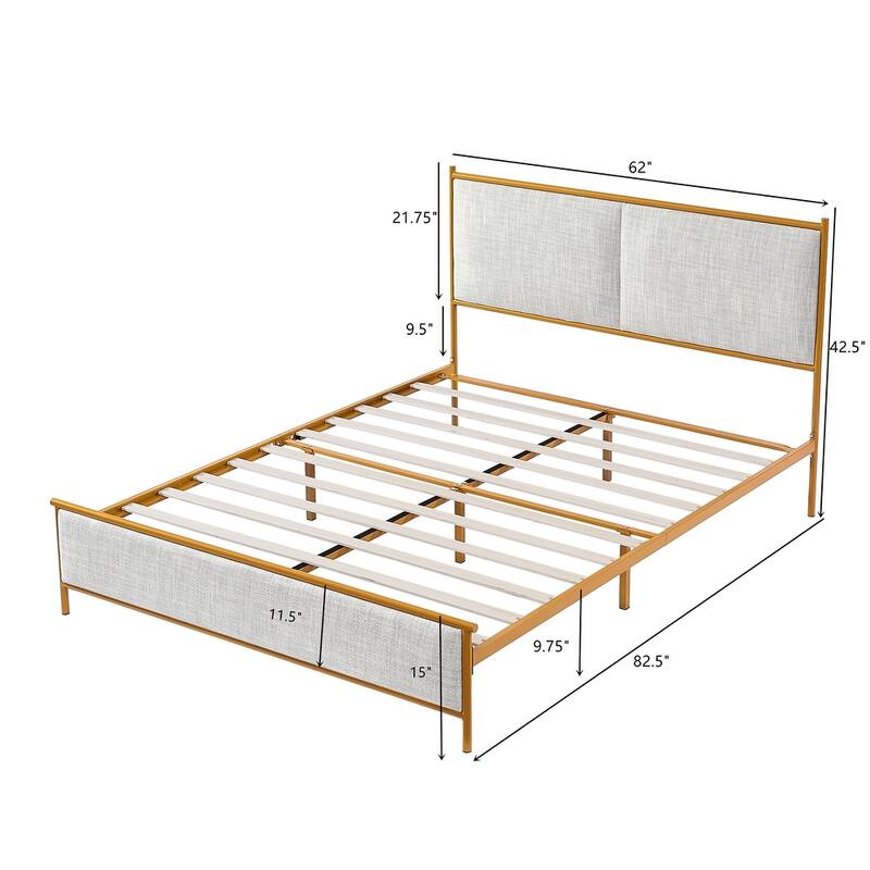 Classic Metal Platform bed with support legs