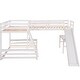 preview thumbnail 9 of 7, White Twin over Full Solid Pine Wood Bunk Bed with Twin Loft Bed, Built-in Desk, Slide