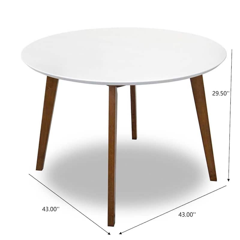 GDFStudio - Alina Modern Dining Set with 43" Solid Wood Round Dining Table and 4 Dining Chairs