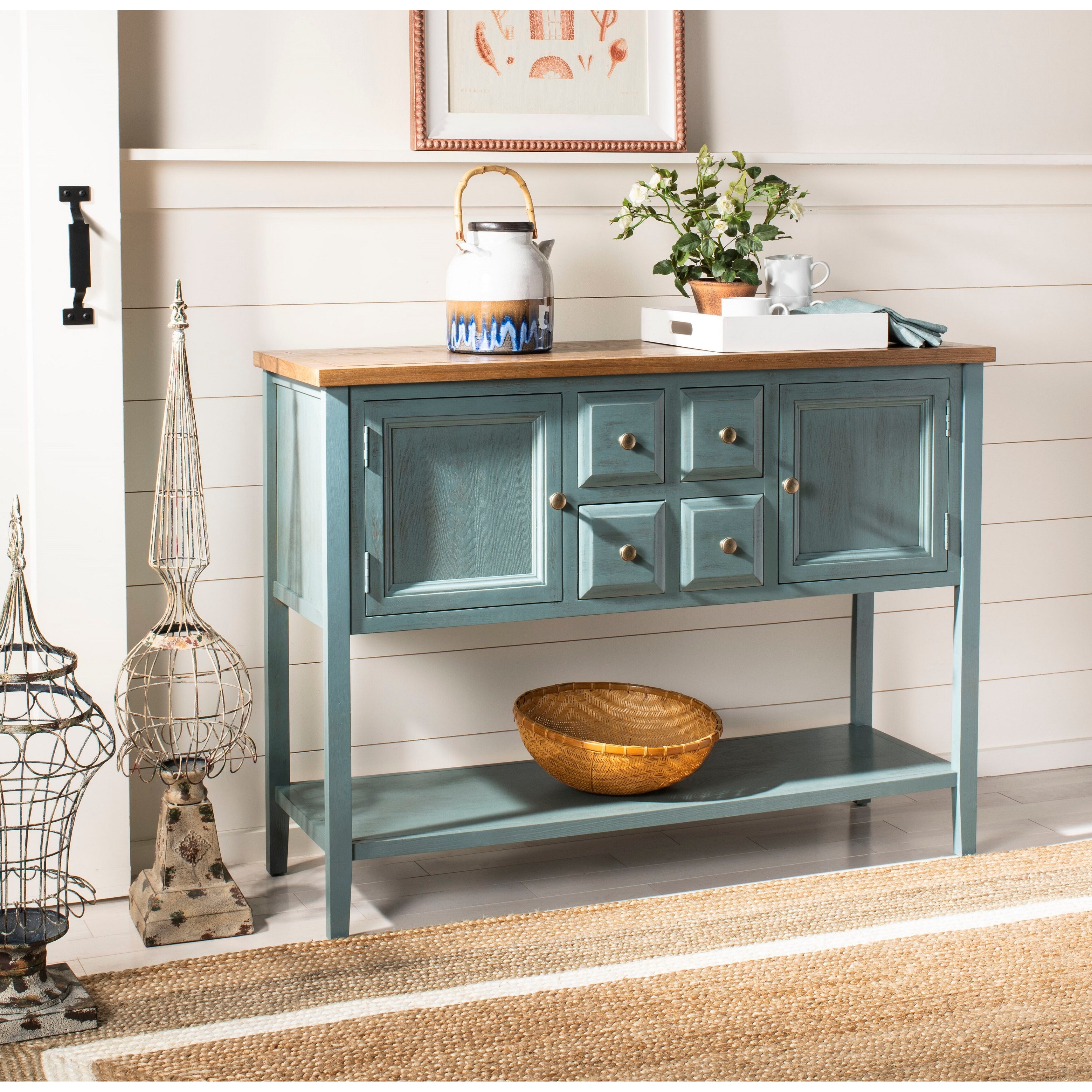 Shop Safavieh Brighton French Blue Finish Storage Sideboard 45 7