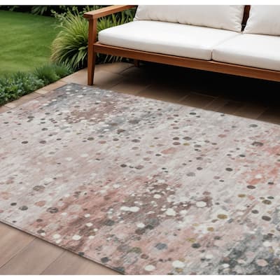 HomeRoots Abstract Transitional Rectangle Outdoor Rug