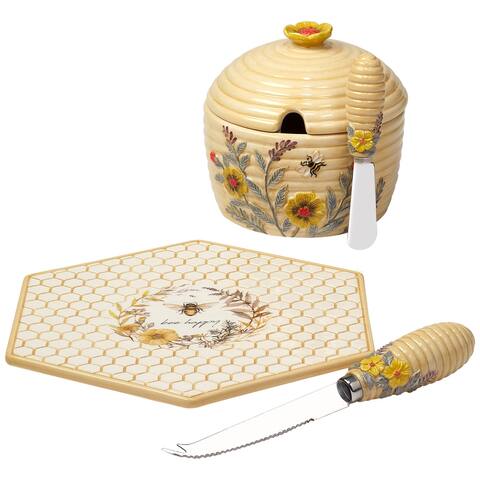 Certified International Bee Sweet Cheese Plate and 3-D Dip Bowl