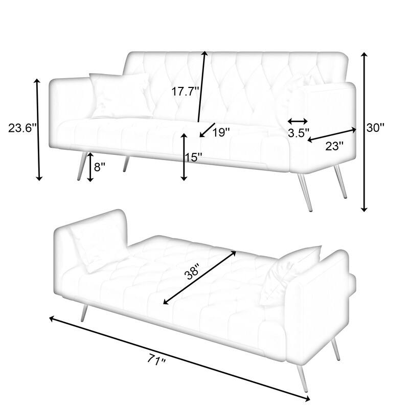 71" Convertible Double Folding Living Room Sofa Bed