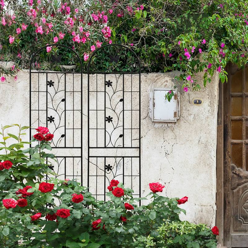 Anmytek Iron Plant Trellis White Decorative Climbing Plant Stand Garden Balcony Decor