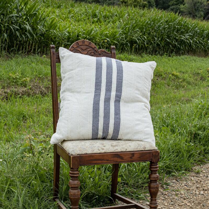 Foreside Home & Garden Cotton Black Striped Filled Pillow