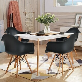 Set of 2 Mid Century Modern Molded Dining Arm Side Chair Wood Legs White New (FW2)(1U67)