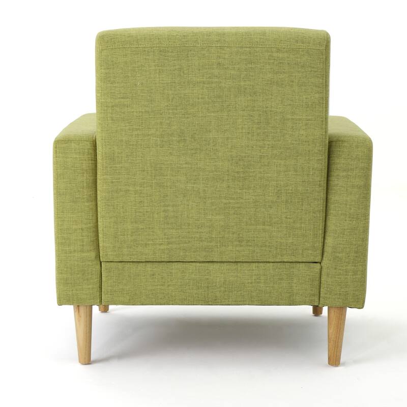 Roomfitters Modern Upholstered Club Chair with Cushioned Seat, Button-Tufted Back and Wooden Legs for Living Spaces, Green