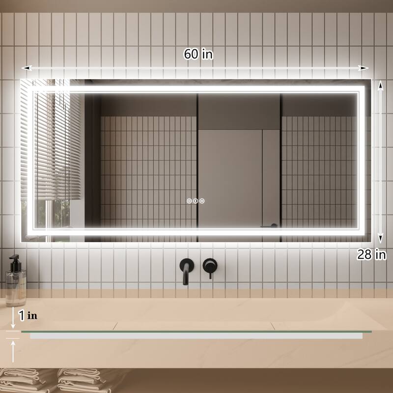 Modland Small Size LED Bathroom Mirror Back & Front Lighted Anti-Fog