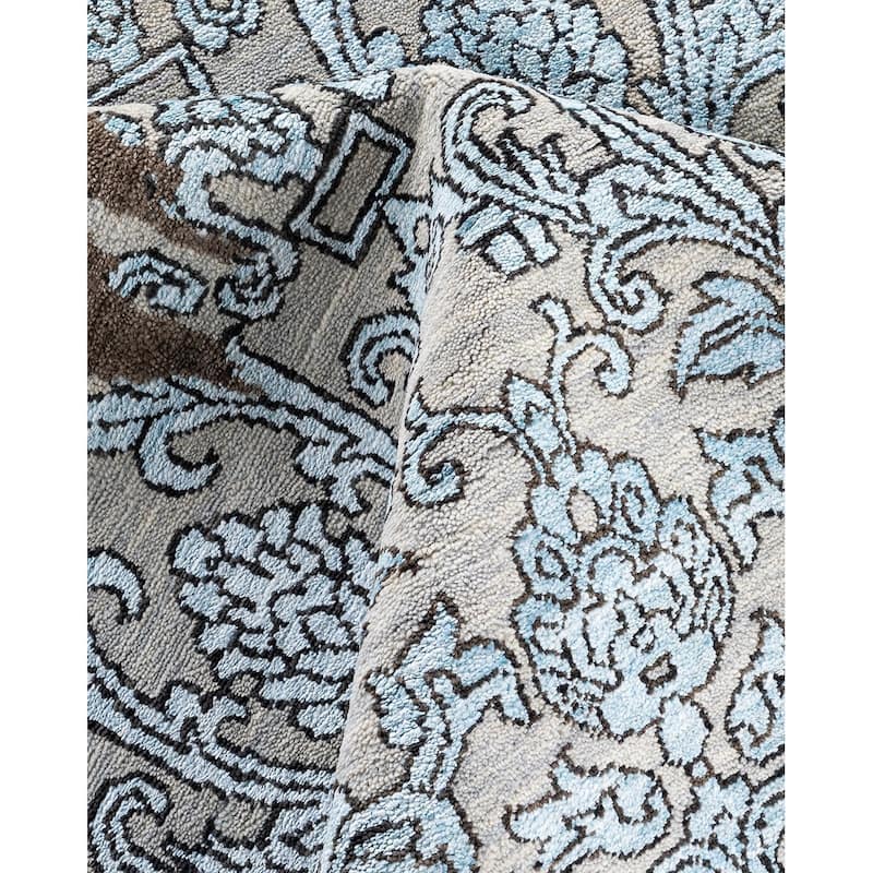 Ikat One-of-a-Kind Hand-Knotted Area Rug - Brown, 9' 2" x 12' 4" - 9' 2" x 12' 4"