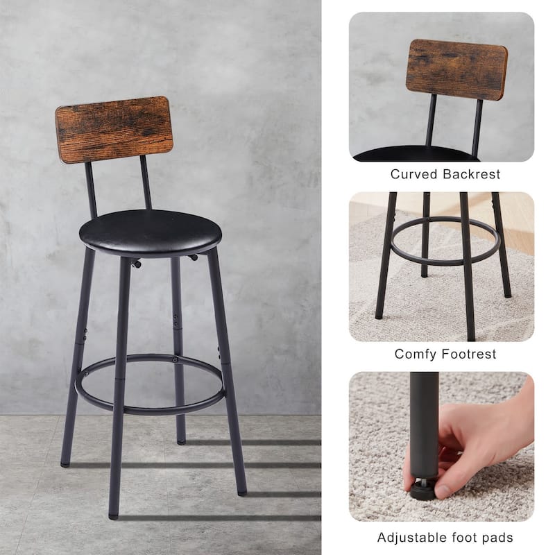 2-Person Four Leg Dining Set,Rustic Industrial Bar Table Set w/2 stools