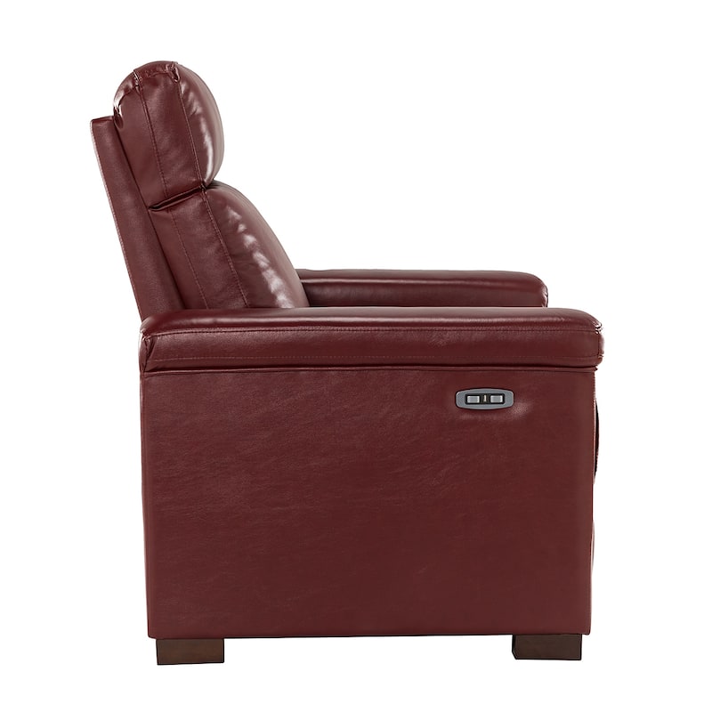 Alicia 34.65" Wide Contemporary Classic Genuine Leather Power Recliner With USB Port, Set of 2
