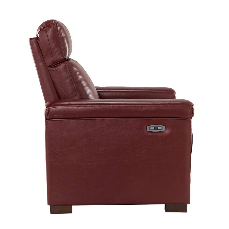 Alicia 34.65" Wide Contemporary Classic Genuine Leather Power Recliner With USB Port