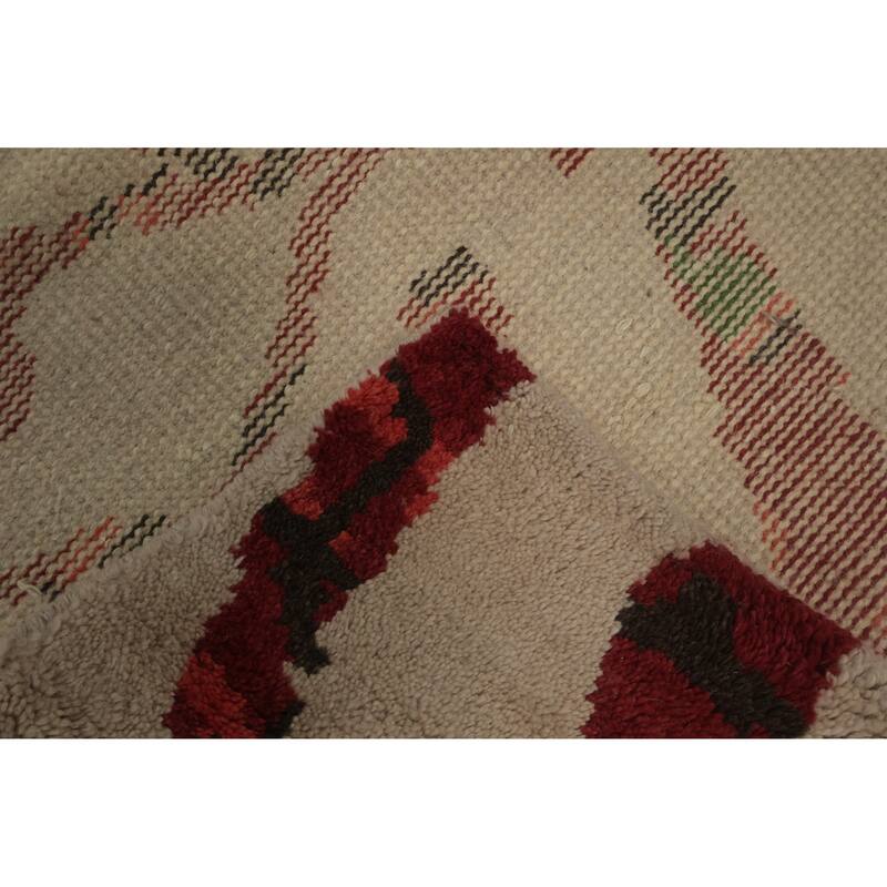 Hand Knotted Oriental 100% Wool Carpet Modern Abstract Beige & Ivories Moroccan Area Rug - 12' 4'' X 9' 2''