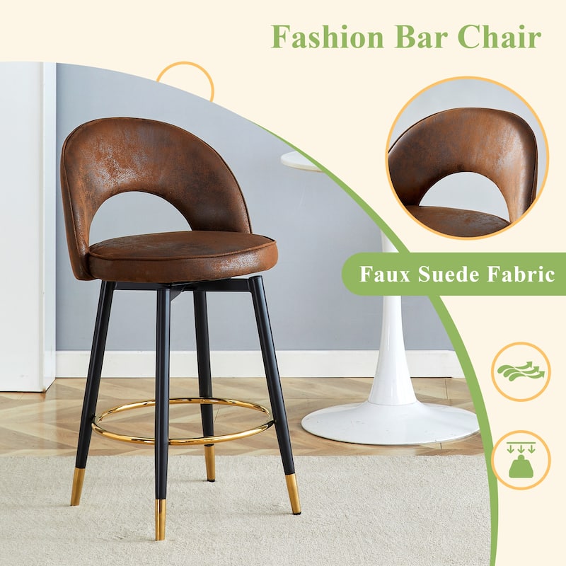 360°Rotatable Upholstered Bar Chair Side Chair Set Of 2