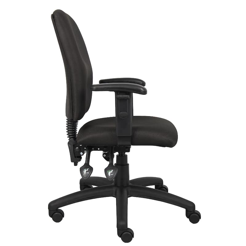 Zean Swivel Task Chair, Adjustable Arms, Black Crepe Fabric, Rolling