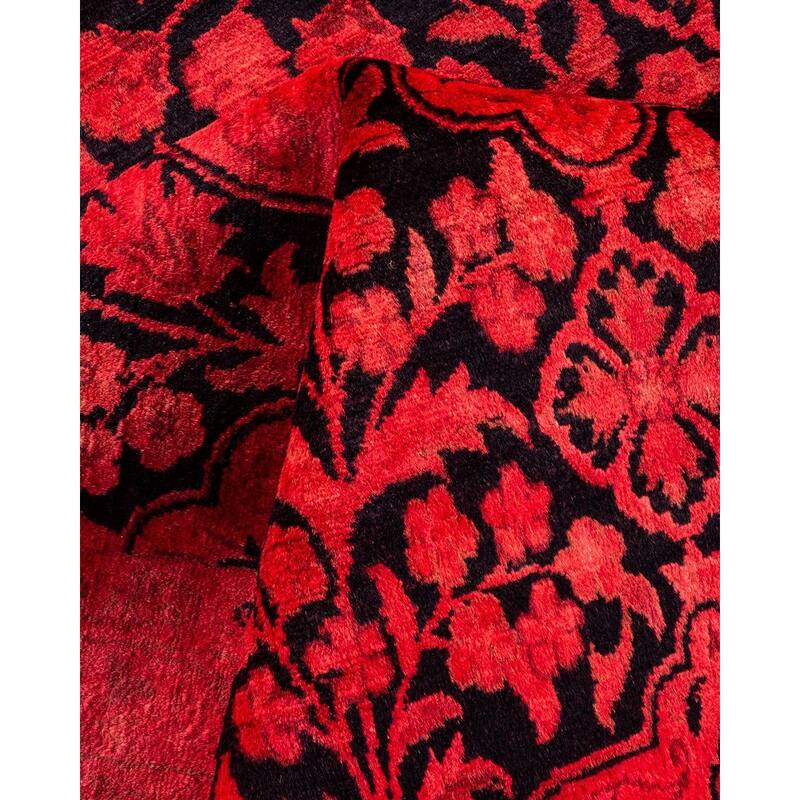 Overton Hand Knotted Wool Vintage Inspired Modern Contemporary Overdyed Red Area Rug - 8' 0" x 11' 1"