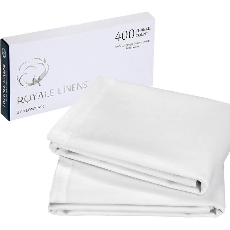 Royale Linens 400 Thread Count Cotton Pillowcase Set of 2