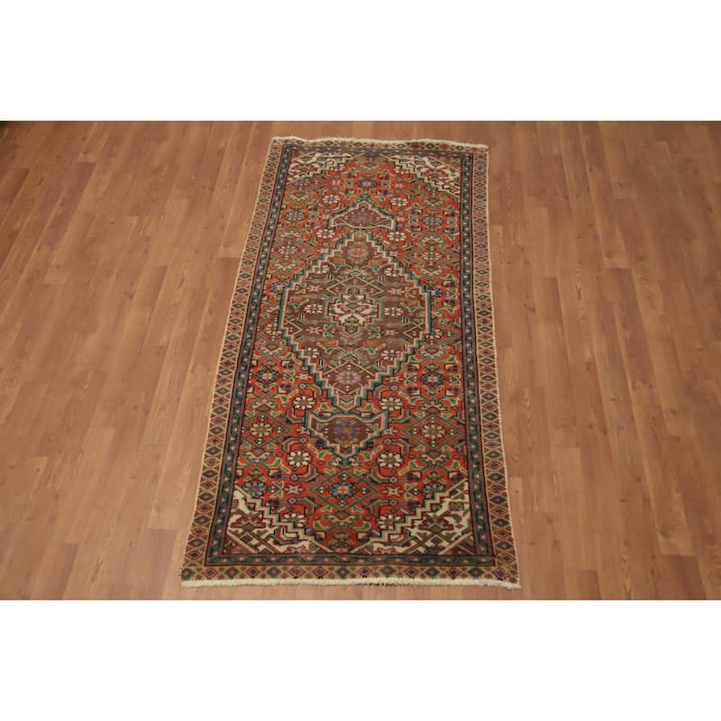 Hand Knotted Oriental 100% Wool Carpet Traditional Medallion Oranges & Rust Tabriz Area Rug - 5' 9'' X 2' 10''