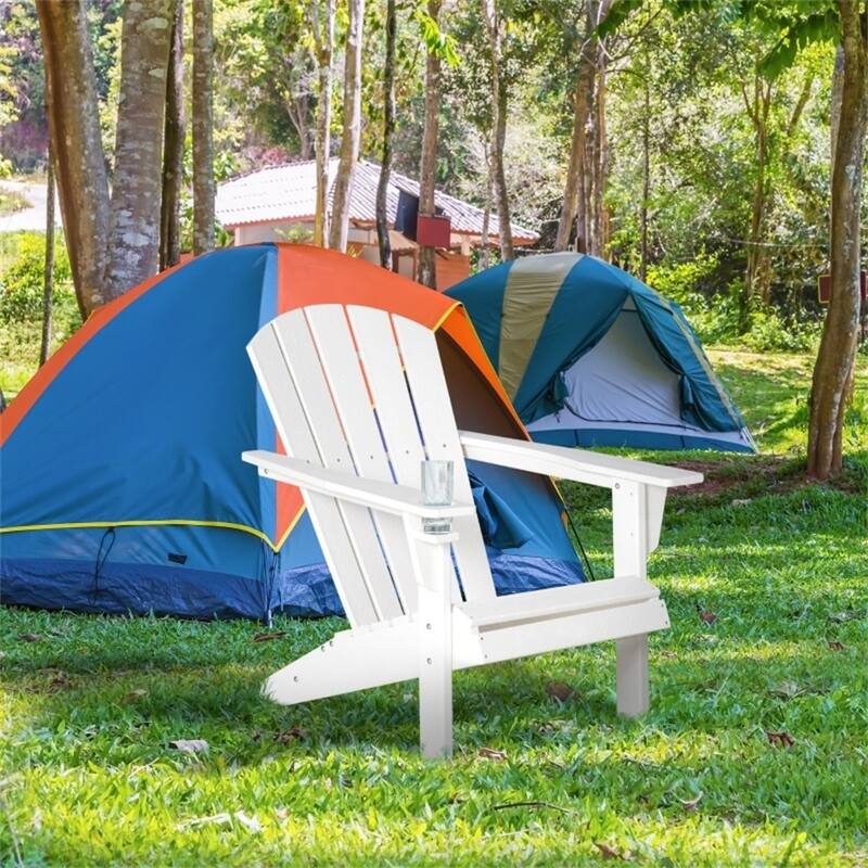 Reclining Adirondack Chair with Wide Armrests and Slatted Design for Outdoor Spaces - 29.5" W x 34.25" D x 35.5" H