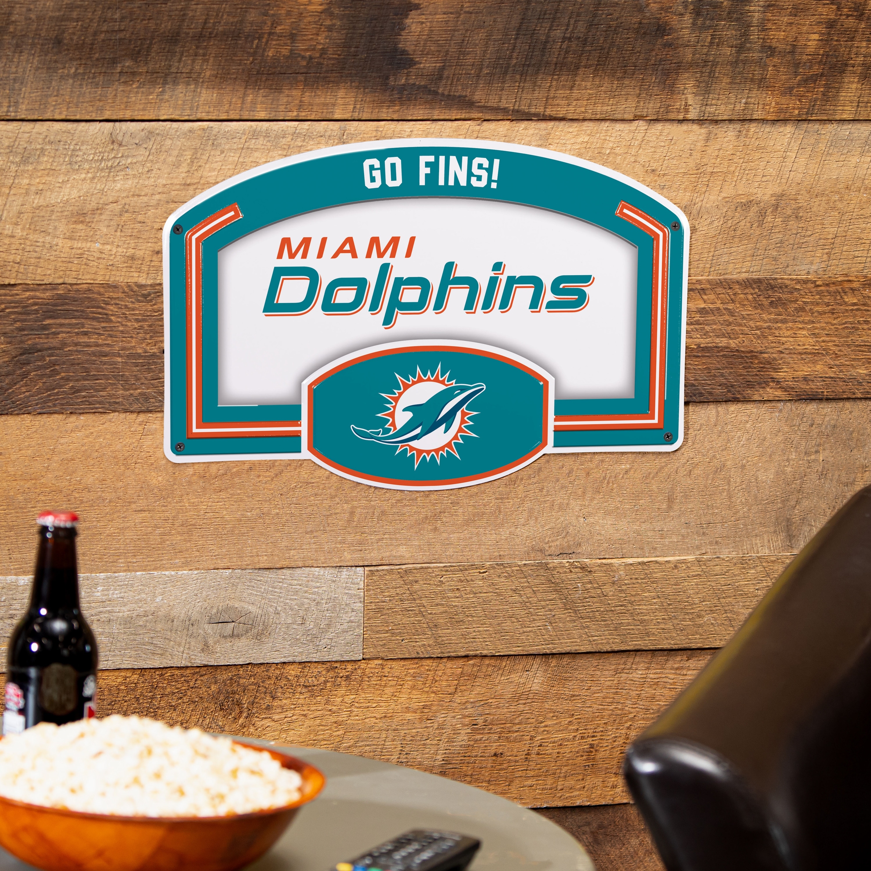 Miami Dolphins Embossed Steel Wall Sign, 11" x 17"