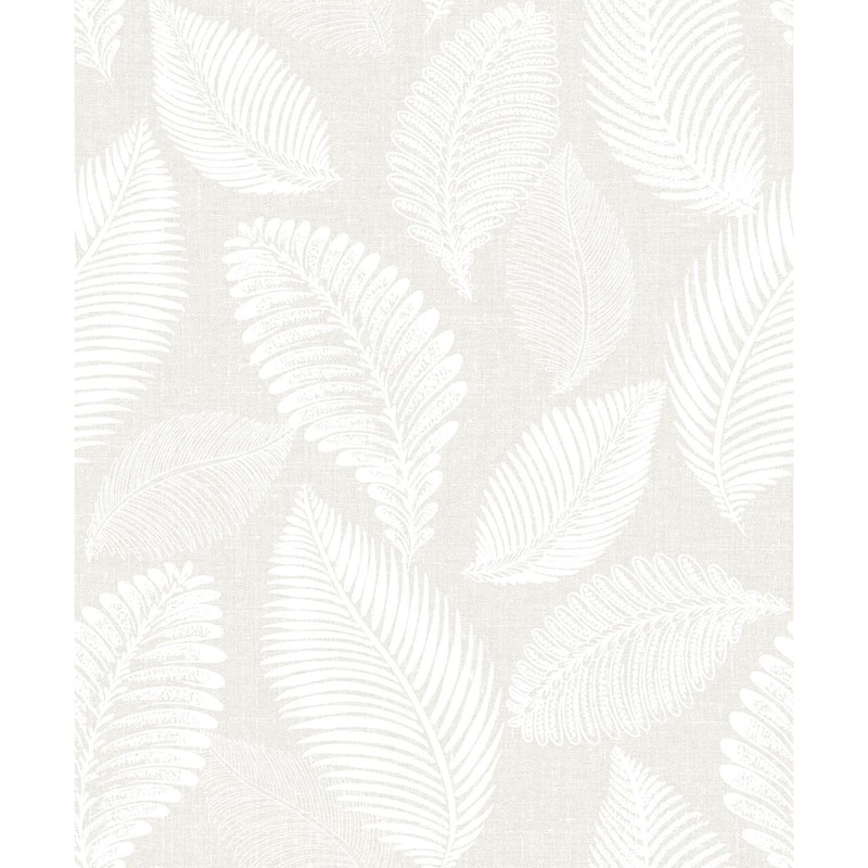 Seabrook Designs Tossed Leaves Nonwoven Unpasted Wallpaper - 20.9 in. W x 33 ft. L - Cool Linen