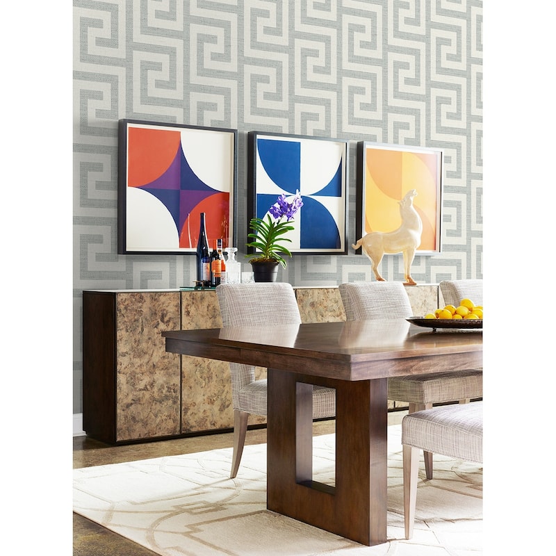 Lillian August Luna Retreat Greek Key Embossed Vinyl Unpasted Wallpaper