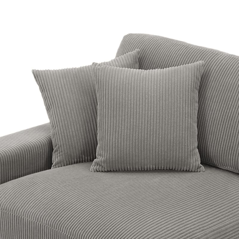 Upholstered Corduroy Modular Sectional Sofa with 2 throw pillows