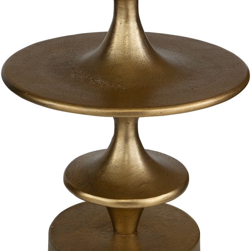 Solid Curved End Accent Table - 23.5" - Antique Brass Finish