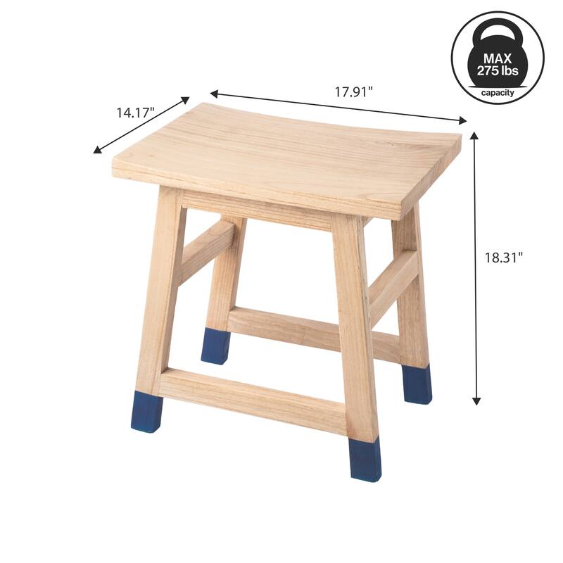 JONATHAN Y Finesse Classic Casual Handcrafted Solid Mindi Wood Accent Stool with Tipped Legs