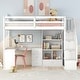 preview thumbnail 33 of 80, Multifunctional Wood Twin Size Loft Bed with L-Shaped Desk and Storage Staircase, Loft Bed Frame with Cabinet and Drawers